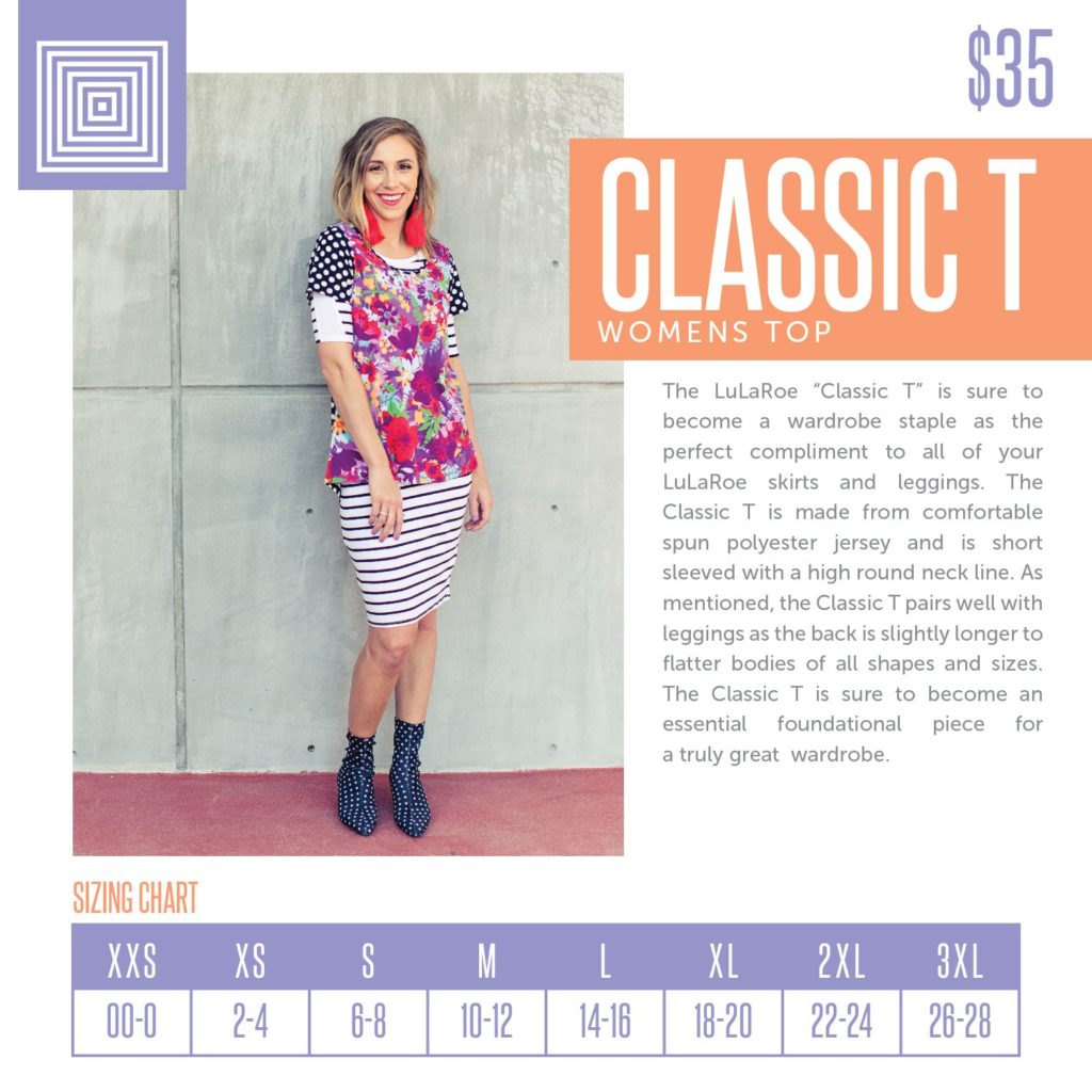 Lularoe Classic T Size Chart