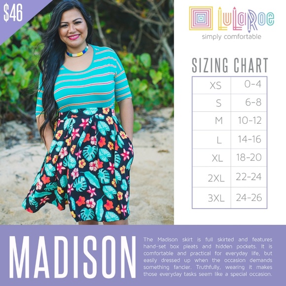 Lularoe Madison Skirt Size Chart