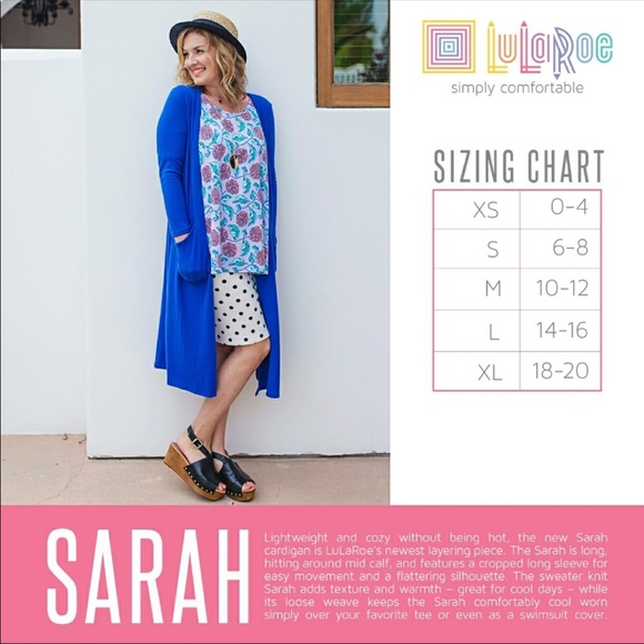 Lularoe Sarah Cardigan Size Chart