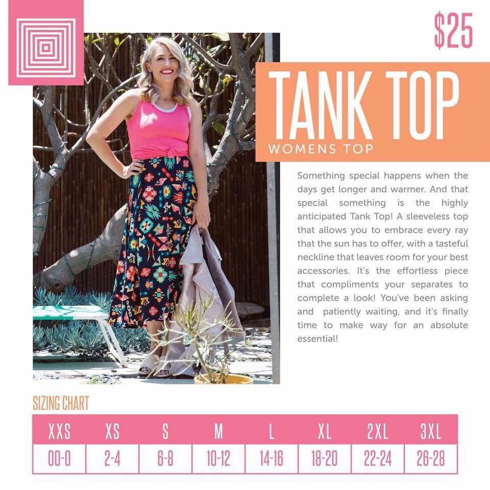 Lularoe Tank Top Size Chart