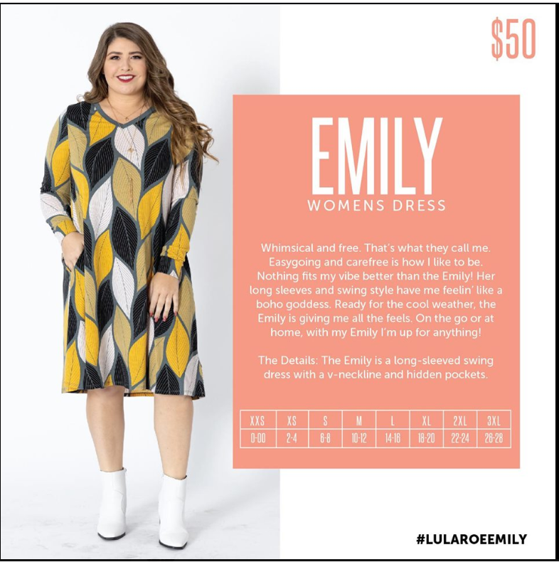 Lularoe Emily Size Chart