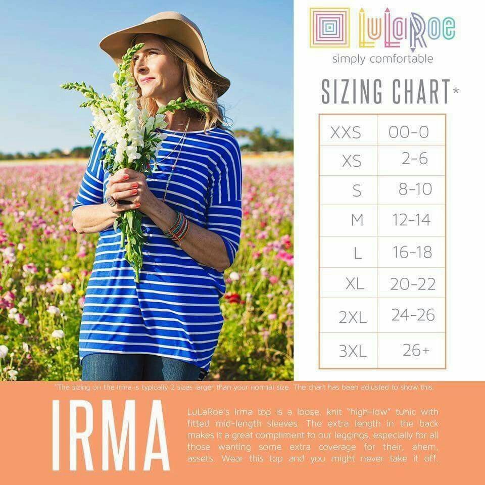 Lularoe Irma Size Chart