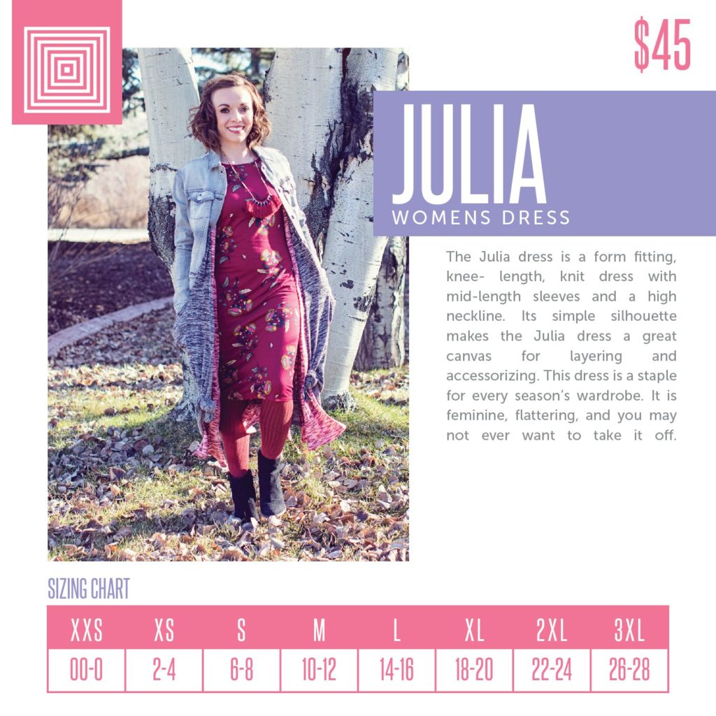 Lularoe Julia Size Chart