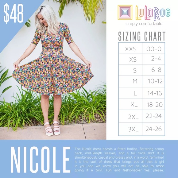 Lularoe Nicole Dress Size Chart