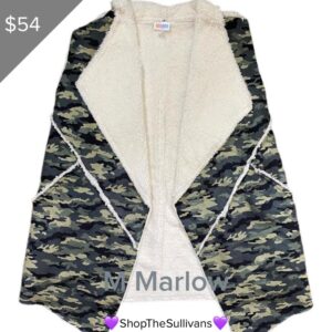 Lularoe Marlow Faux Shearling Vest Sonlet Sale Camo Print